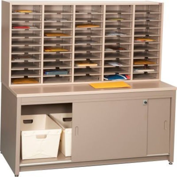 Datum Filing Systems Mail Master Legal Size Workstation 7, Desert Dusk Laminate Top Medium Gray STATION 7LGL-L95-T23